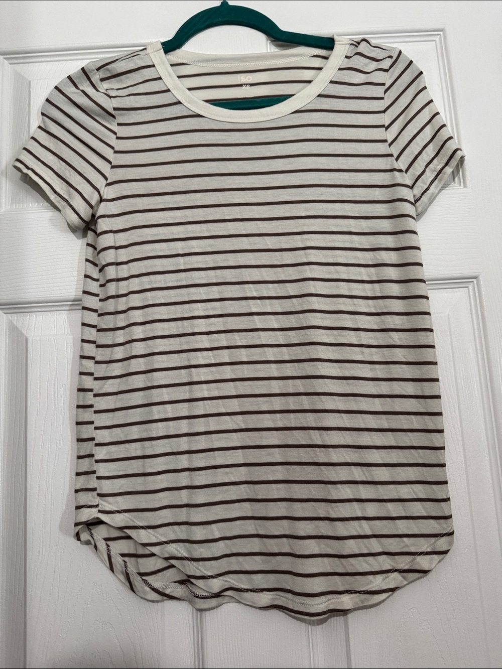 SO Cream & Brown Striped Short-Sleeve Tee